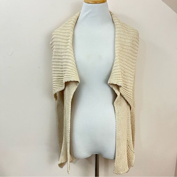Peruvian Connection Cotton Open Front Cardigan Cream S - Picture 1 of 7